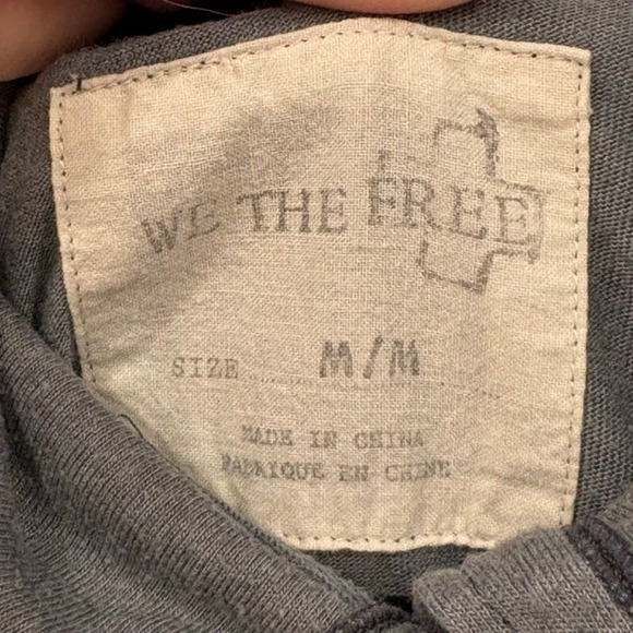 WE THE FREE People Women's Gray Button Up Long Sleeve Lace Shirt Top Medium Boho - Picture 4 of 8